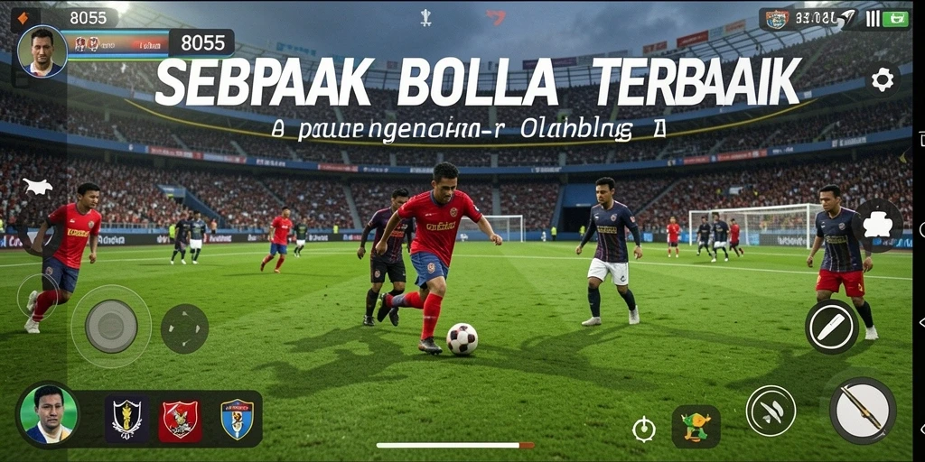Tampilan gameplay menegangkan dalam 8055 dengan aksi sepak bola yang intens.