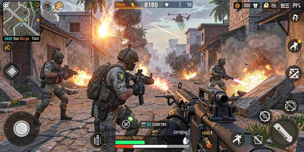 Screenshot utama dari gameplay seru 8180 dalam aksi TPS.