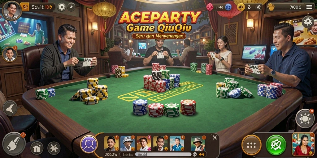 Screenshot gameplay ACEPARTY yang menunjukkan keseruan bermain QiuQiu.