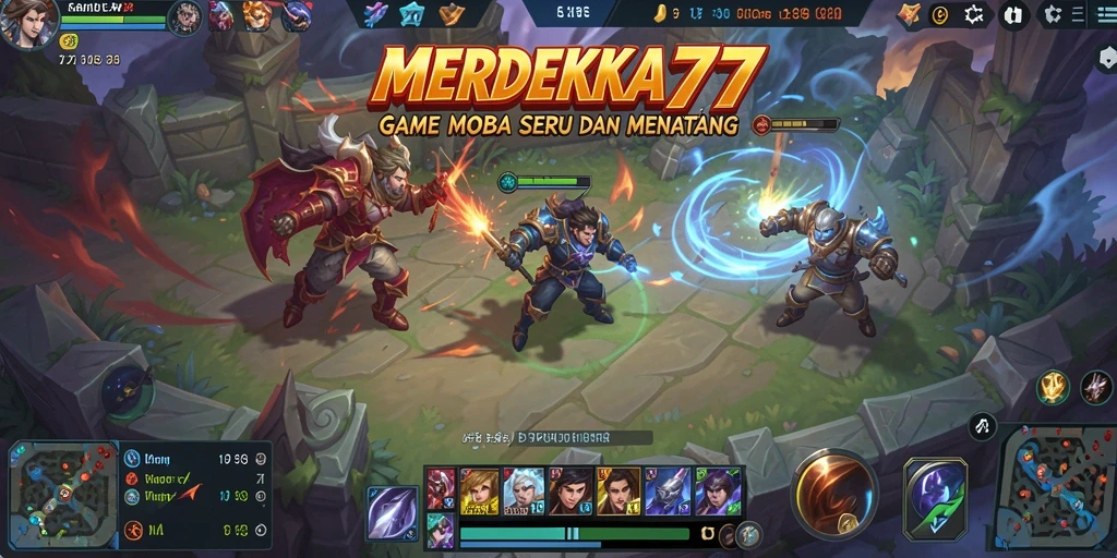 Gameplay seru dalam MERDEKA777 dengan aksi MOBA yang menegangkan.