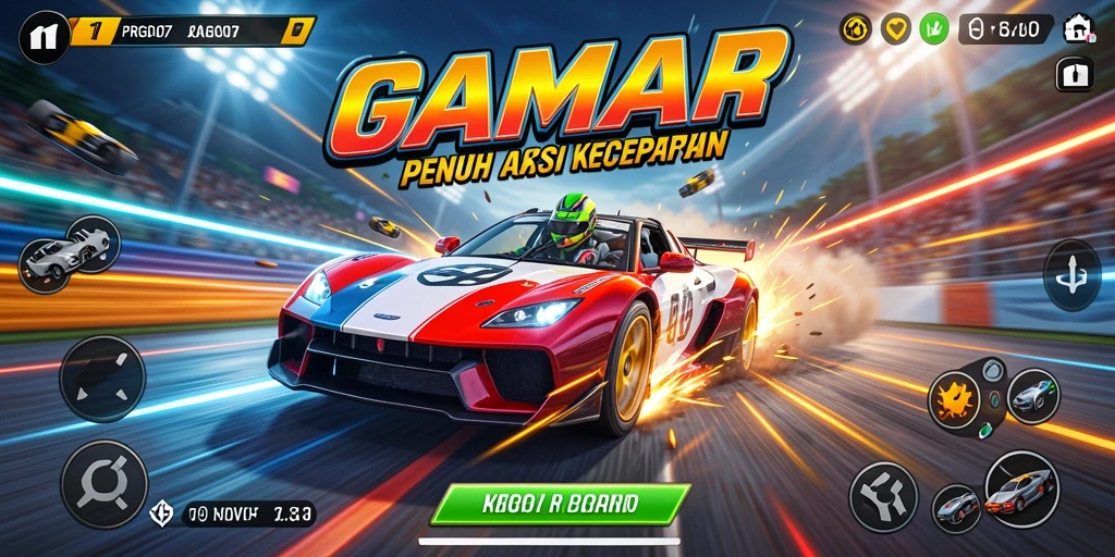 Tangkapan layar PRG007 dengan aksi balap yang mendebarkan.